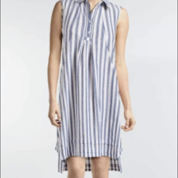 𝅺HOPE & Harlow Striped Linen Cotton Shift Shirt Dress - Picture 2 of 8